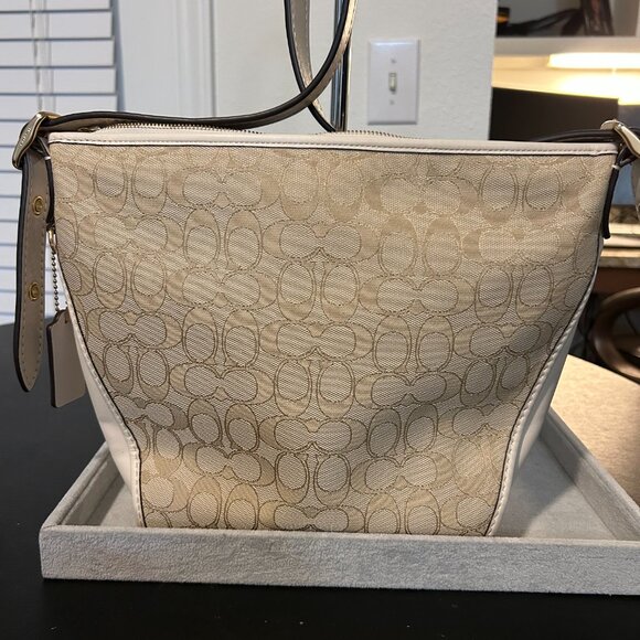 NWOT COACH SIGNATURE LEATHER AND CANVAS BAG - Picture 3 of 4